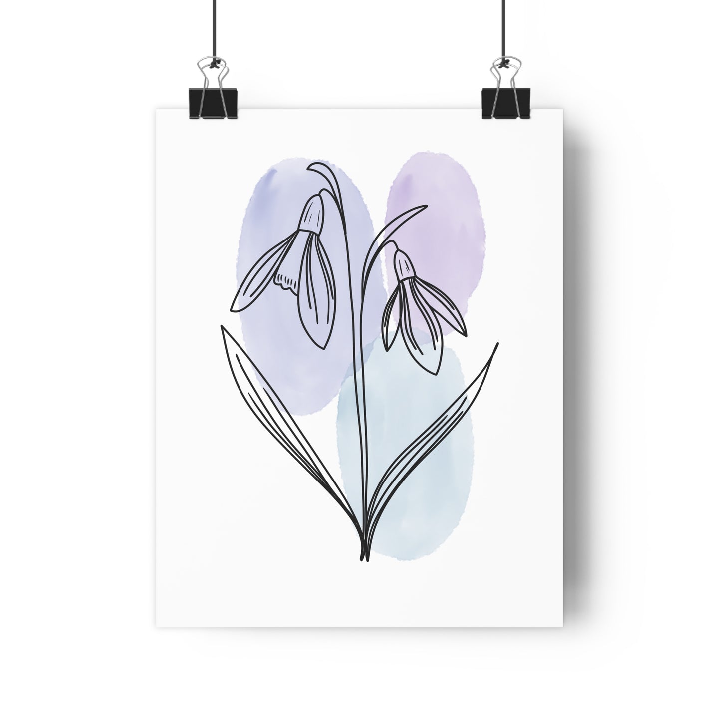 Snowdrops Line Art Print | Blue Colors