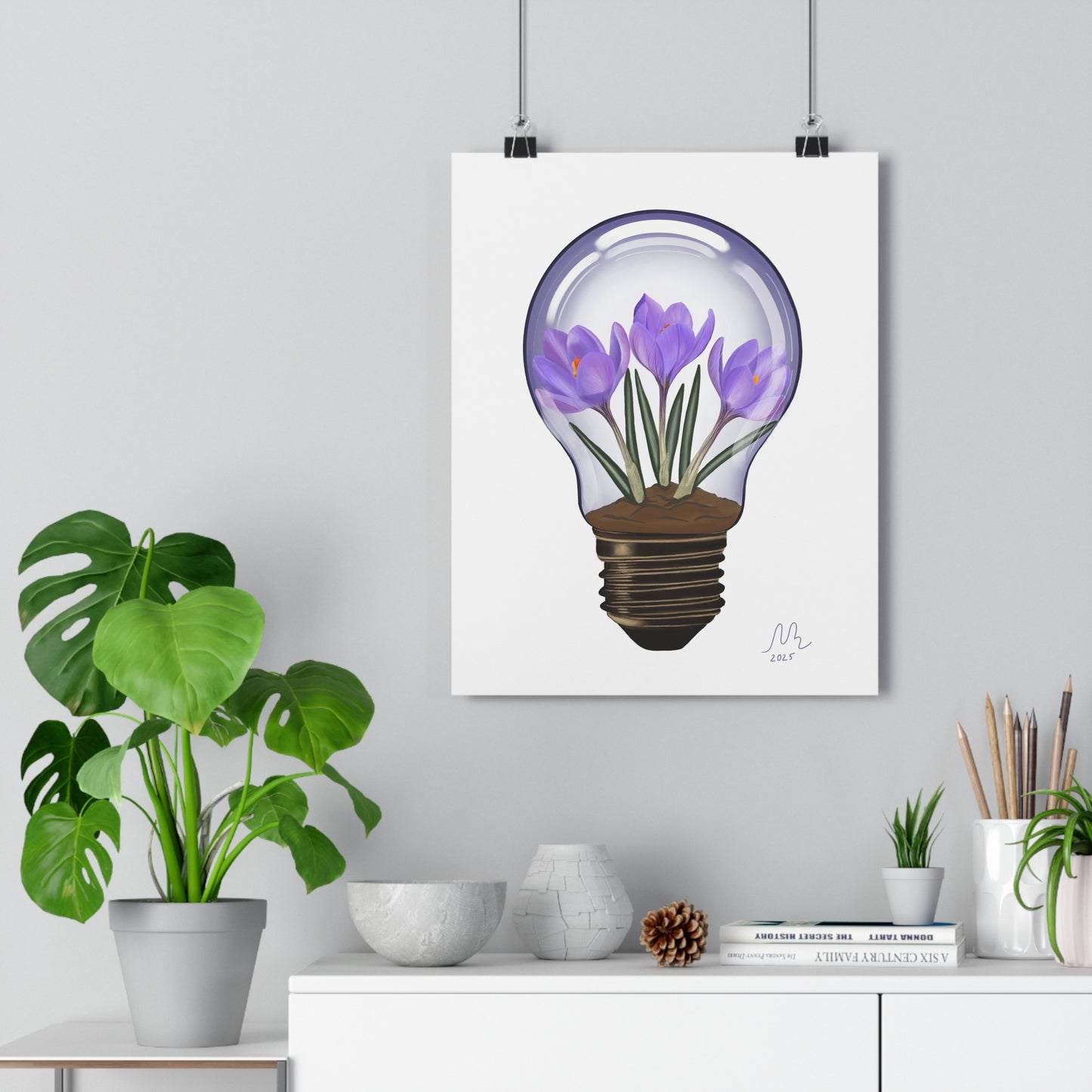 Crocus Light Bulb Art Print