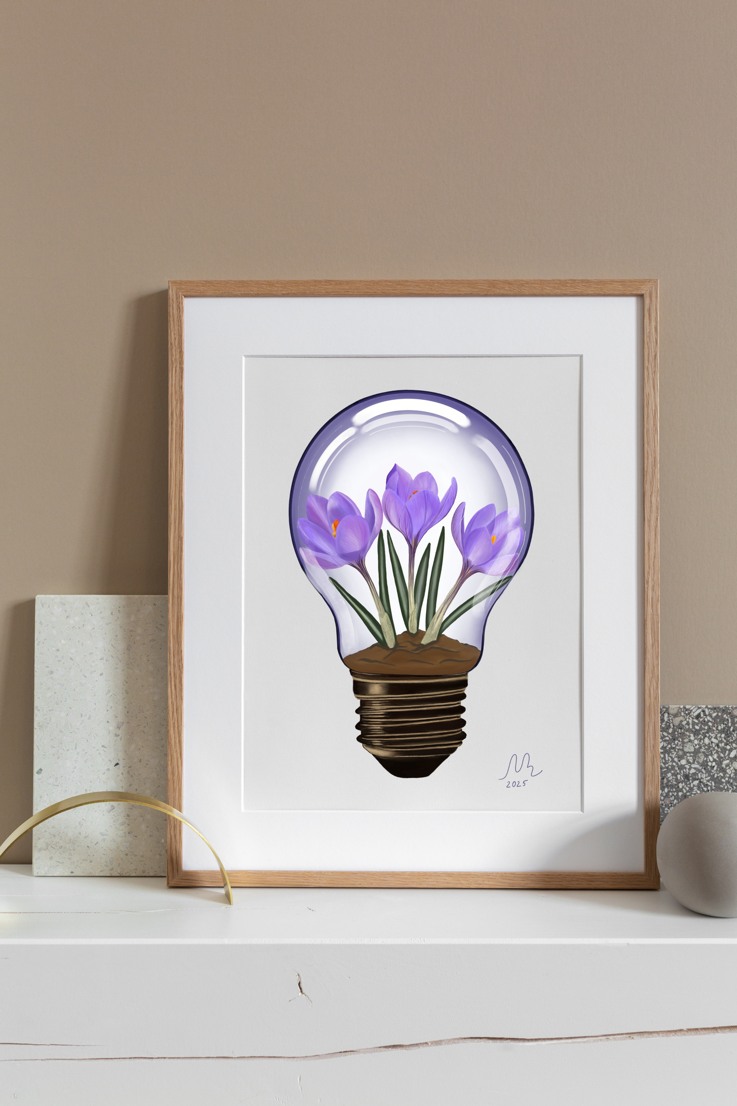 Crocus Light Bulb Art Print