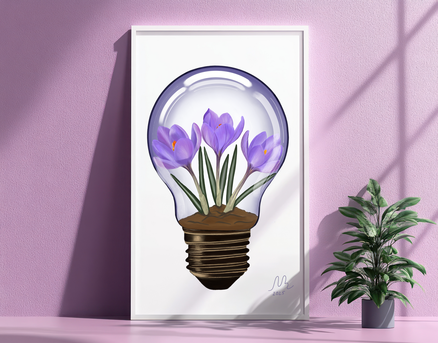 Crocus Light Bulb Art Print