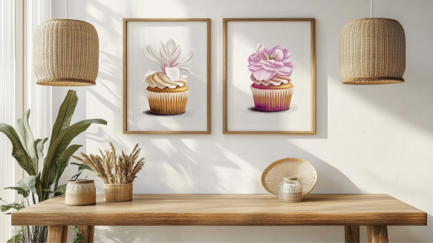 Cherry Blossom Cupcake Art Print