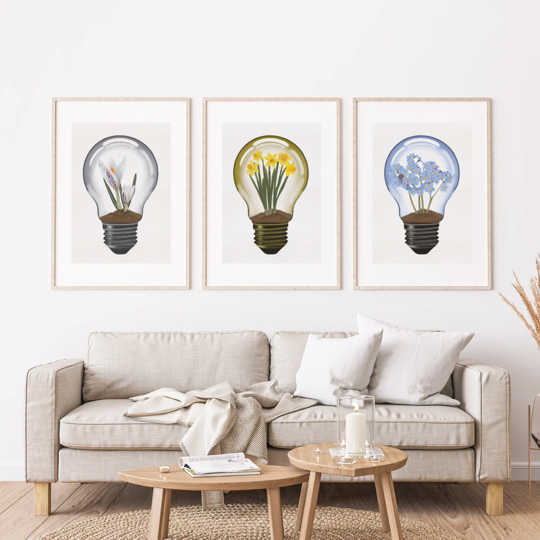 Forget-Me-Not Light Bulb Art Print