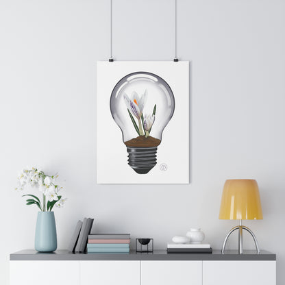 White Crocus Light Bulb Art Print