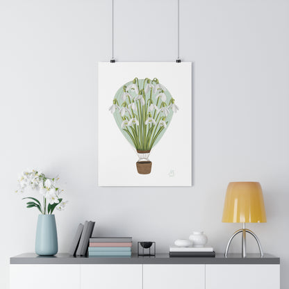Snowdrop Air Balloon Art Print