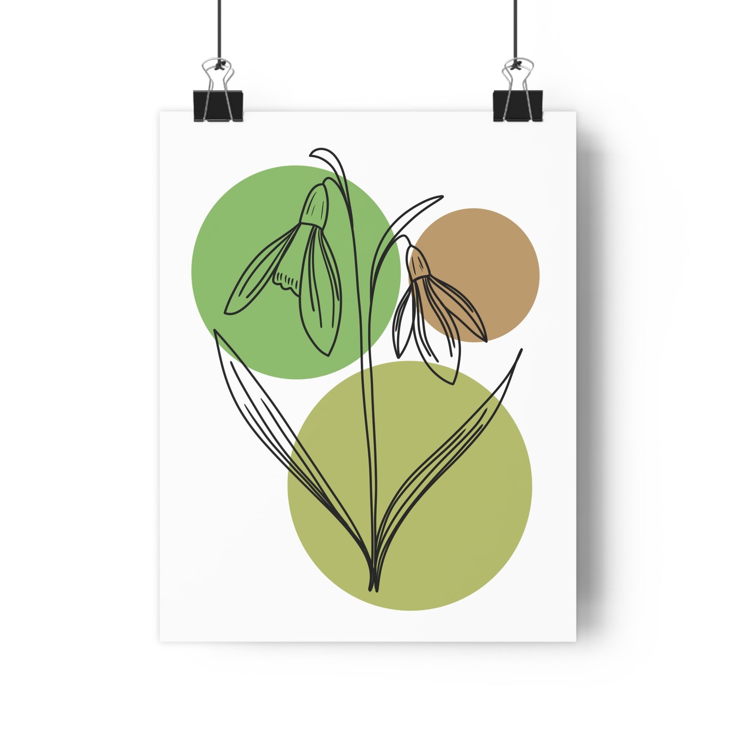 Snowdrops Line Art Print | Green Colors