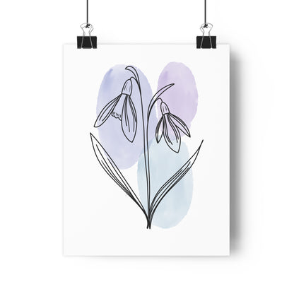 Snowdrops Line Art Print | Blue Colors