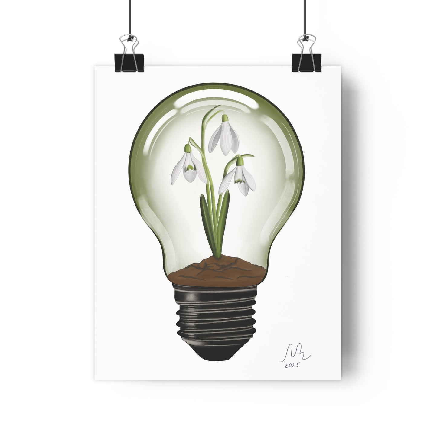 Snowdrop Light Bulb Art Print