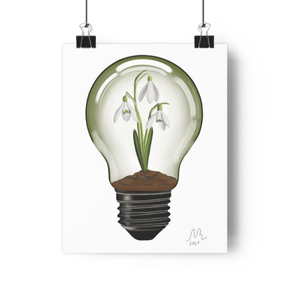 Snowdrop Light Bulb Art Print