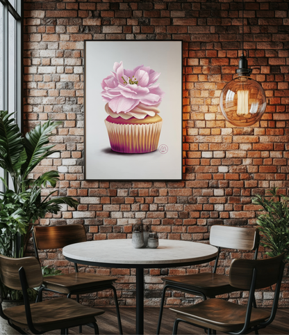 Cherry Blossom Cupcake Art Print