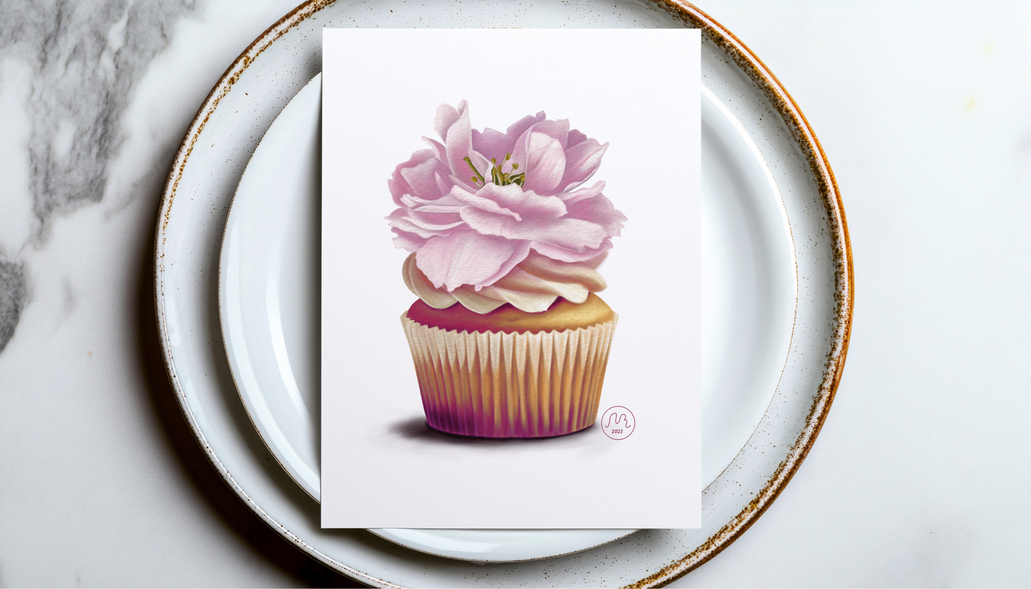 Cherry Blossom Cupcake Art Print