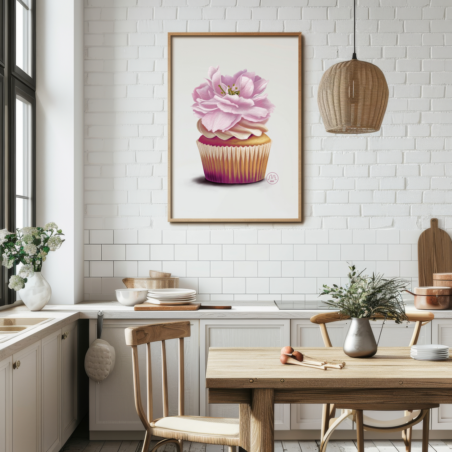 Cherry Blossom Cupcake Art Print