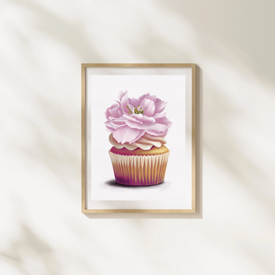Cherry Blossom Cupcake Art Print