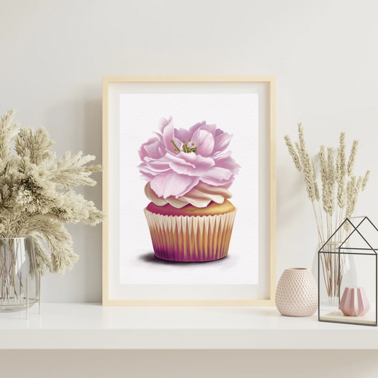 Cherry Blossom Cupcake Art Print