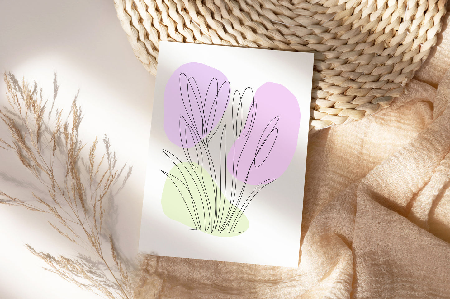 Crocus One Line Art | Purple Colors