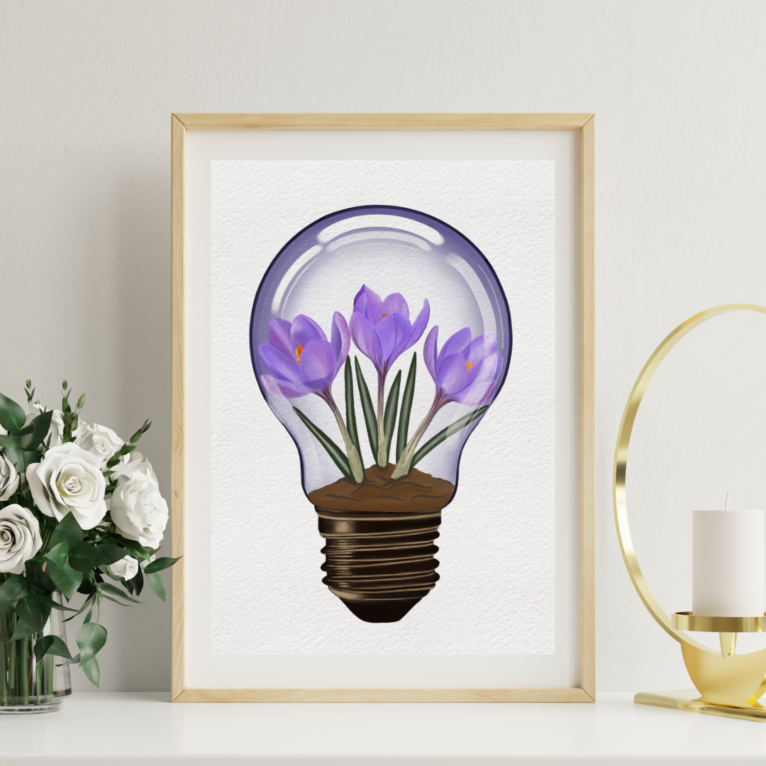 Crocus Light Bulb Art Print