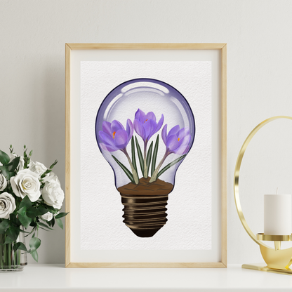 Crocus Light Bulb Art Print