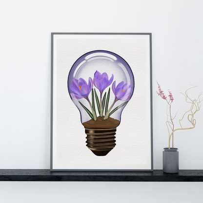 Crocus Light Bulb Art Print