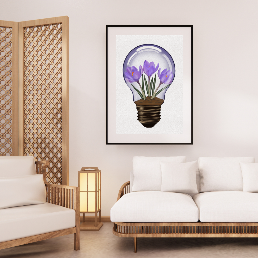 Crocus Light Bulb Art Print