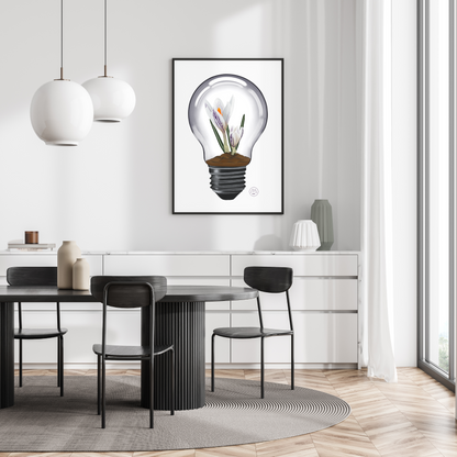 White Crocus Light Bulb Art Print