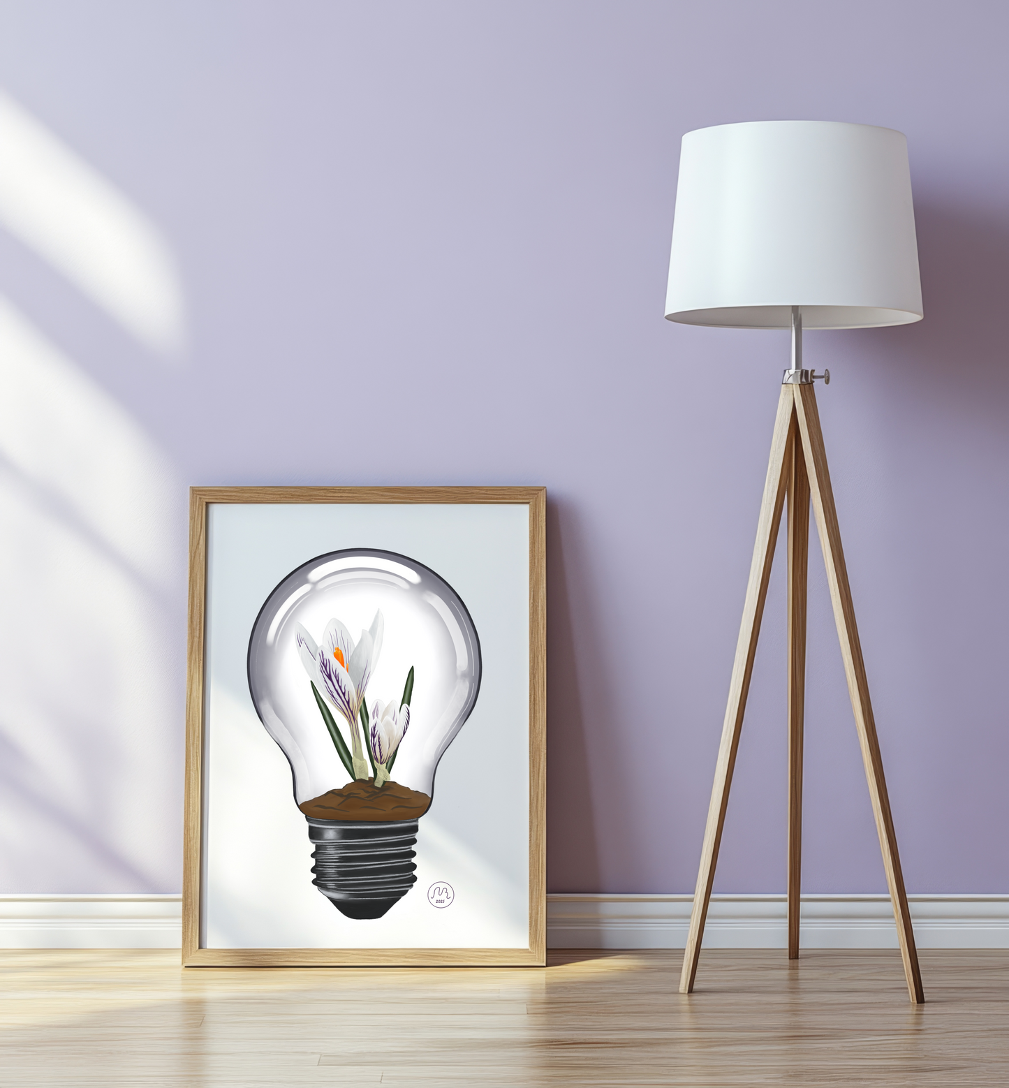 White Crocus Light Bulb Art Print