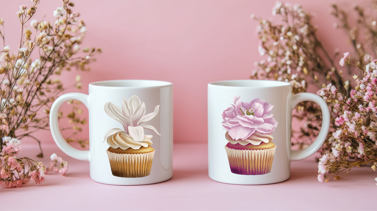Cherry Blossom Cupcake Ceramic Mug