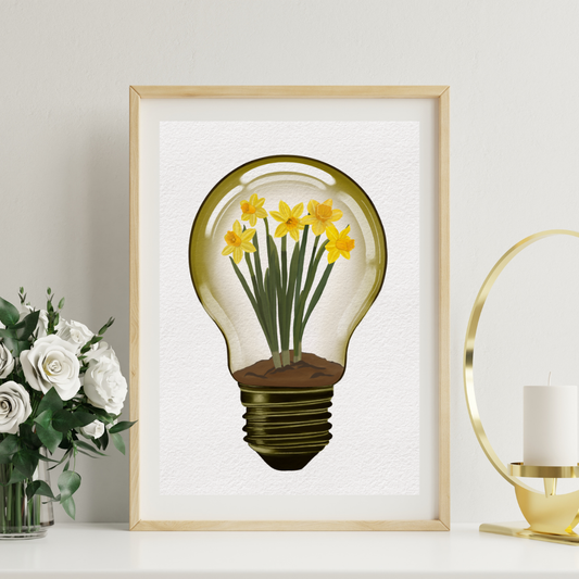 Daffodil Light Bulb Art Print