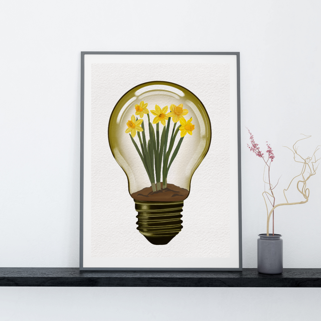 Daffodil Light Bulb Art Print