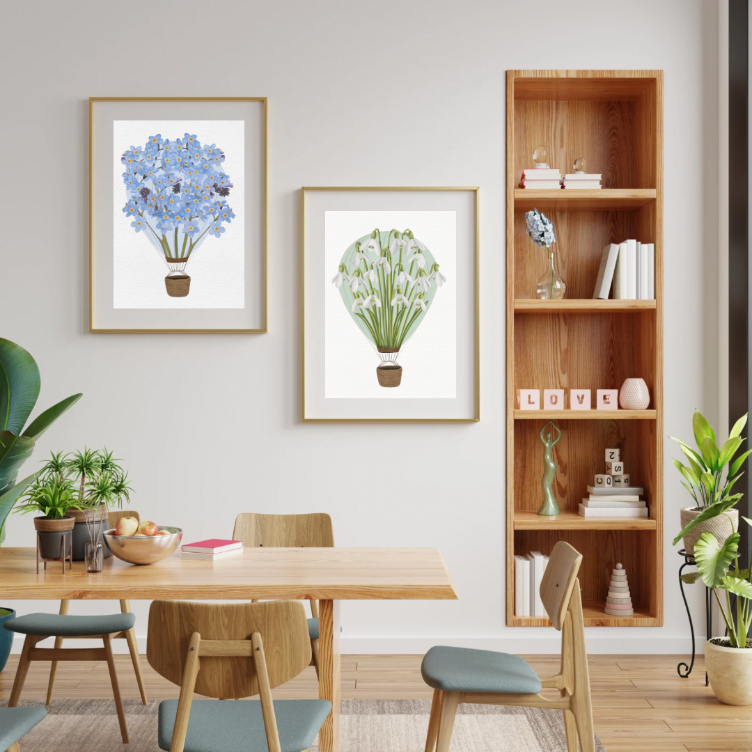 Forget-Me-Not Air Balloon Art Print