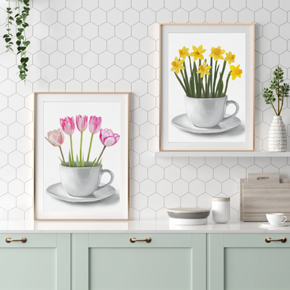Tulips in a Cup Art Print
