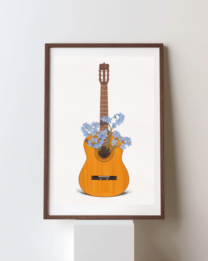 Forget-Me-Not Guitar Art Print