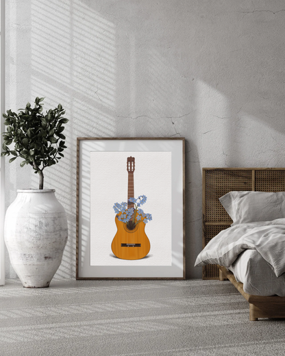 Forget-Me-Not Guitar Art Print