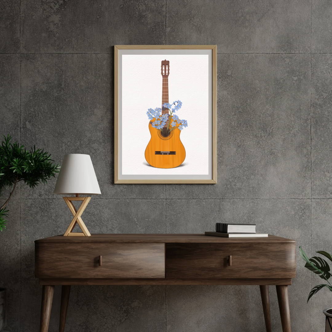 Forget-Me-Not Guitar Art Print