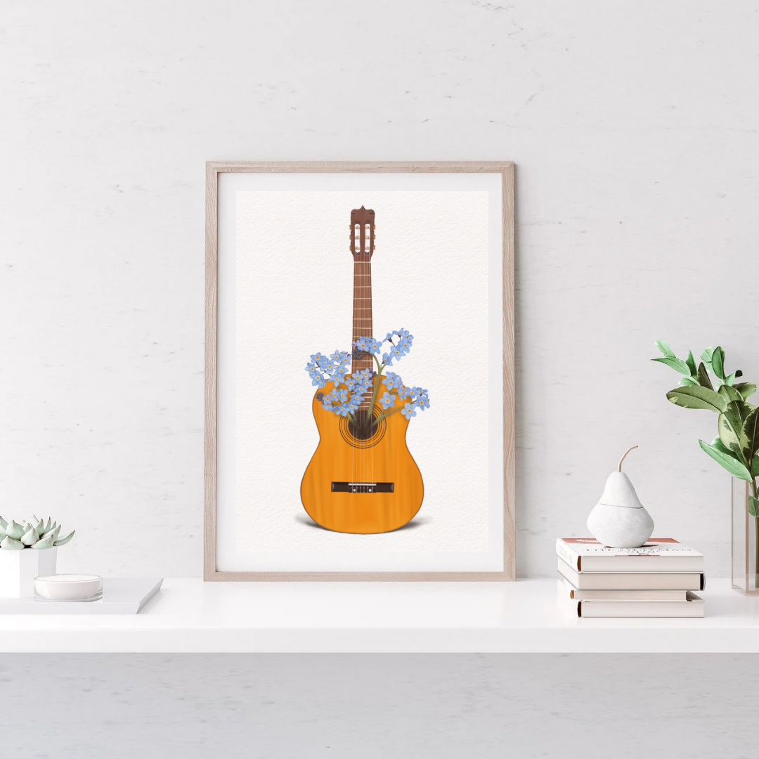Forget-Me-Not Guitar Art Print