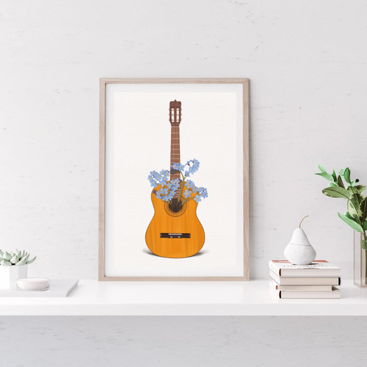 Forget-Me-Not Guitar Art Print