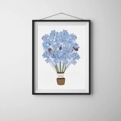 Forget-Me-Not Air Balloon Art Print