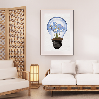 Forget-Me-Not Light Bulb Art Print