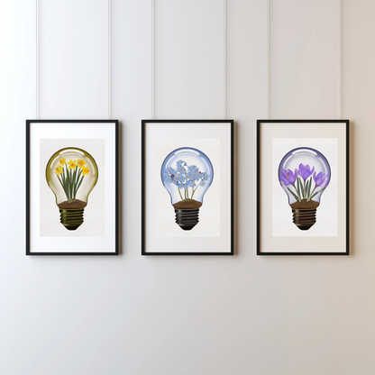 Forget-Me-Not Light Bulb Art Print