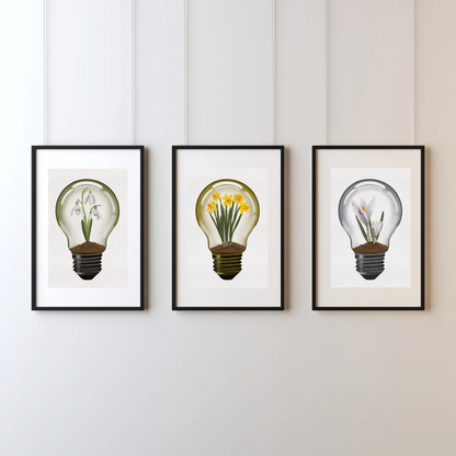 Snowdrop Light Bulb Art Print