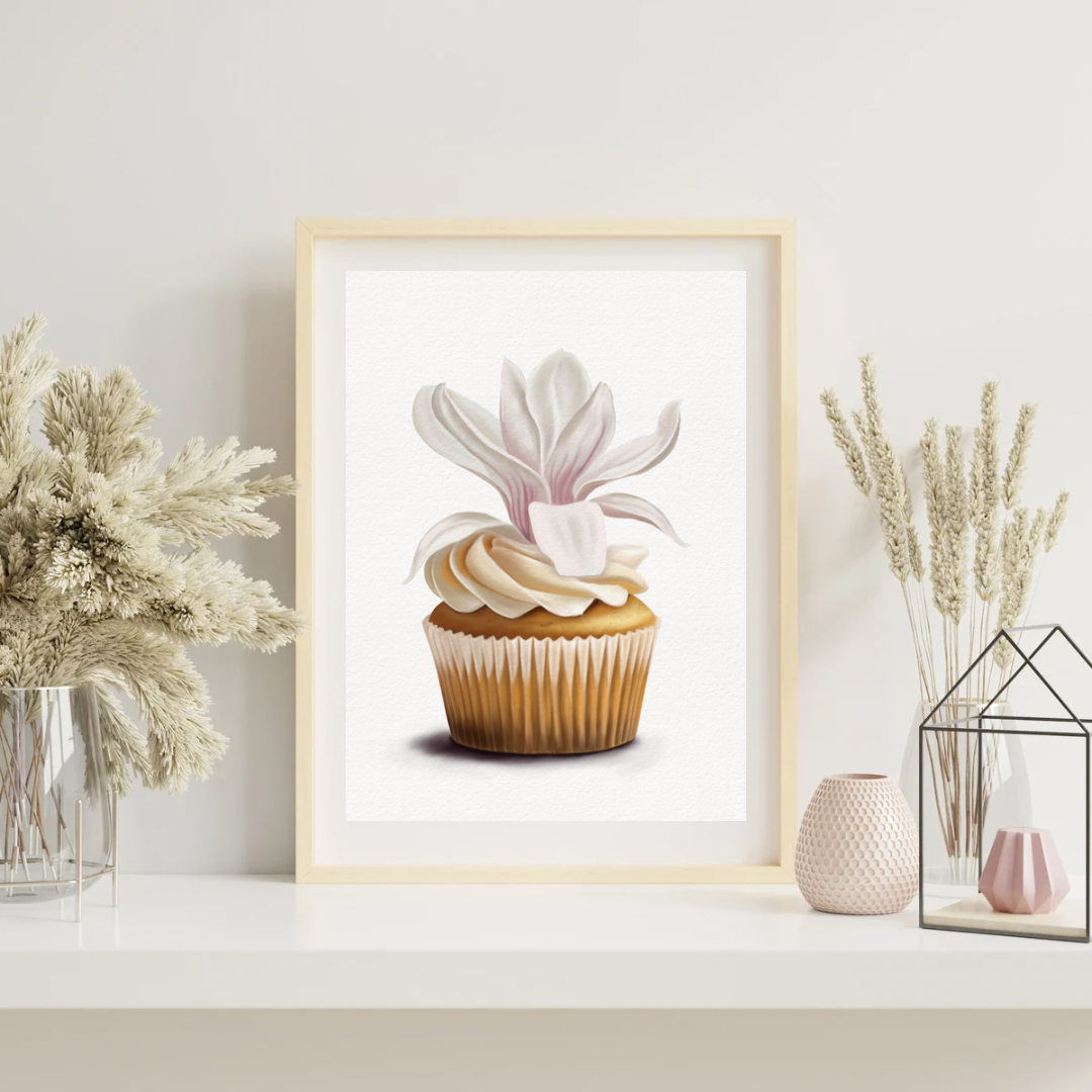 Magnolia Cupcake Art Print