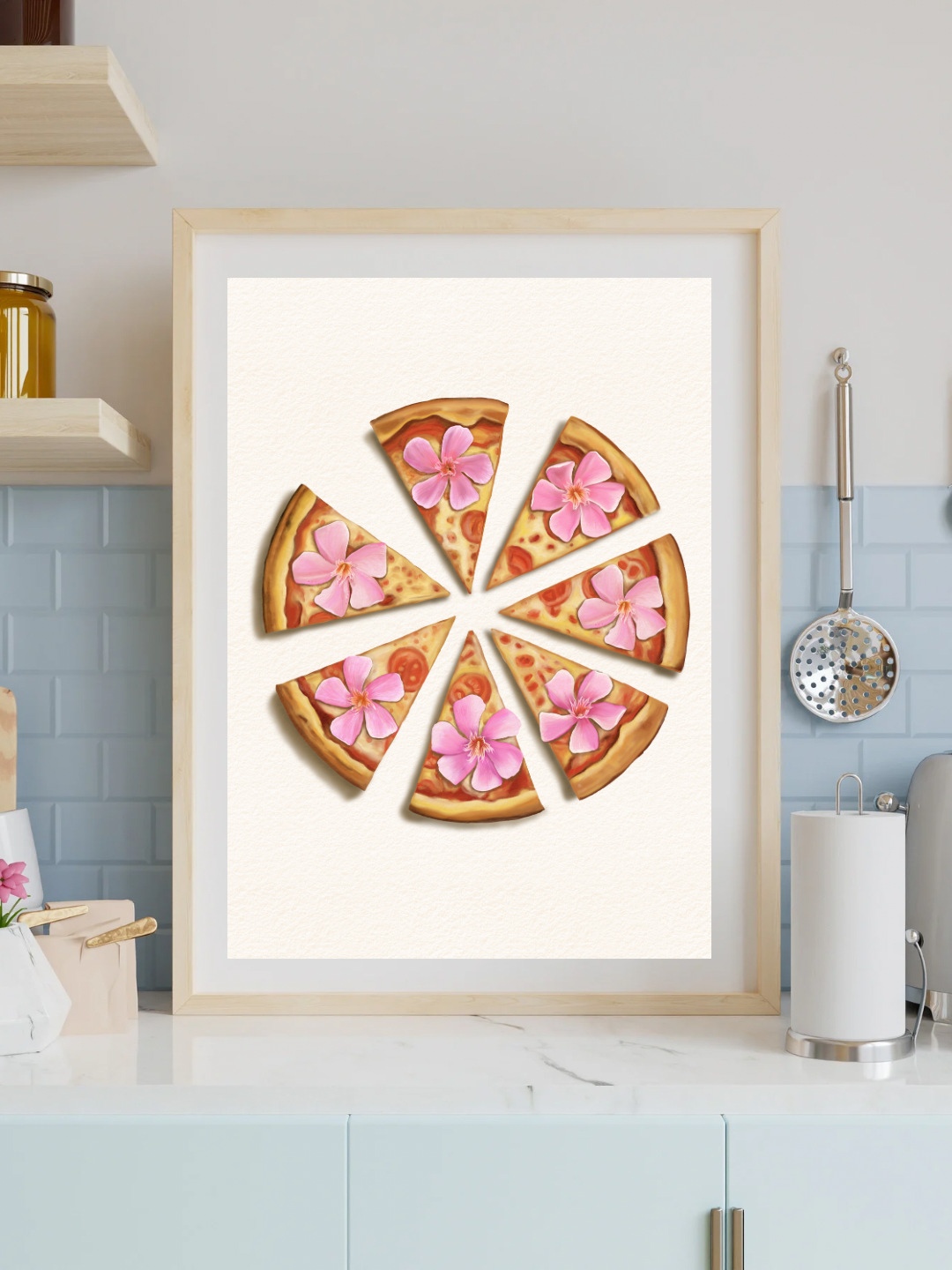 Oleander Flower Pizza Art Print