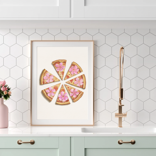 Oleander Flower Pizza Art Print