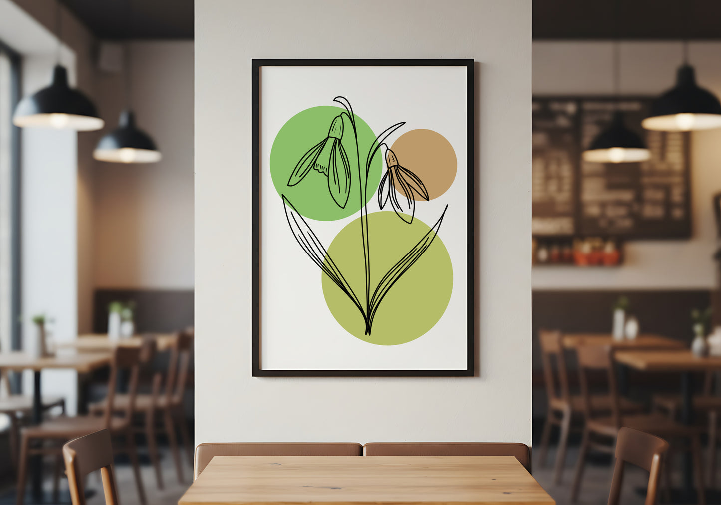 Snowdrops Line Art Print | Green Colors