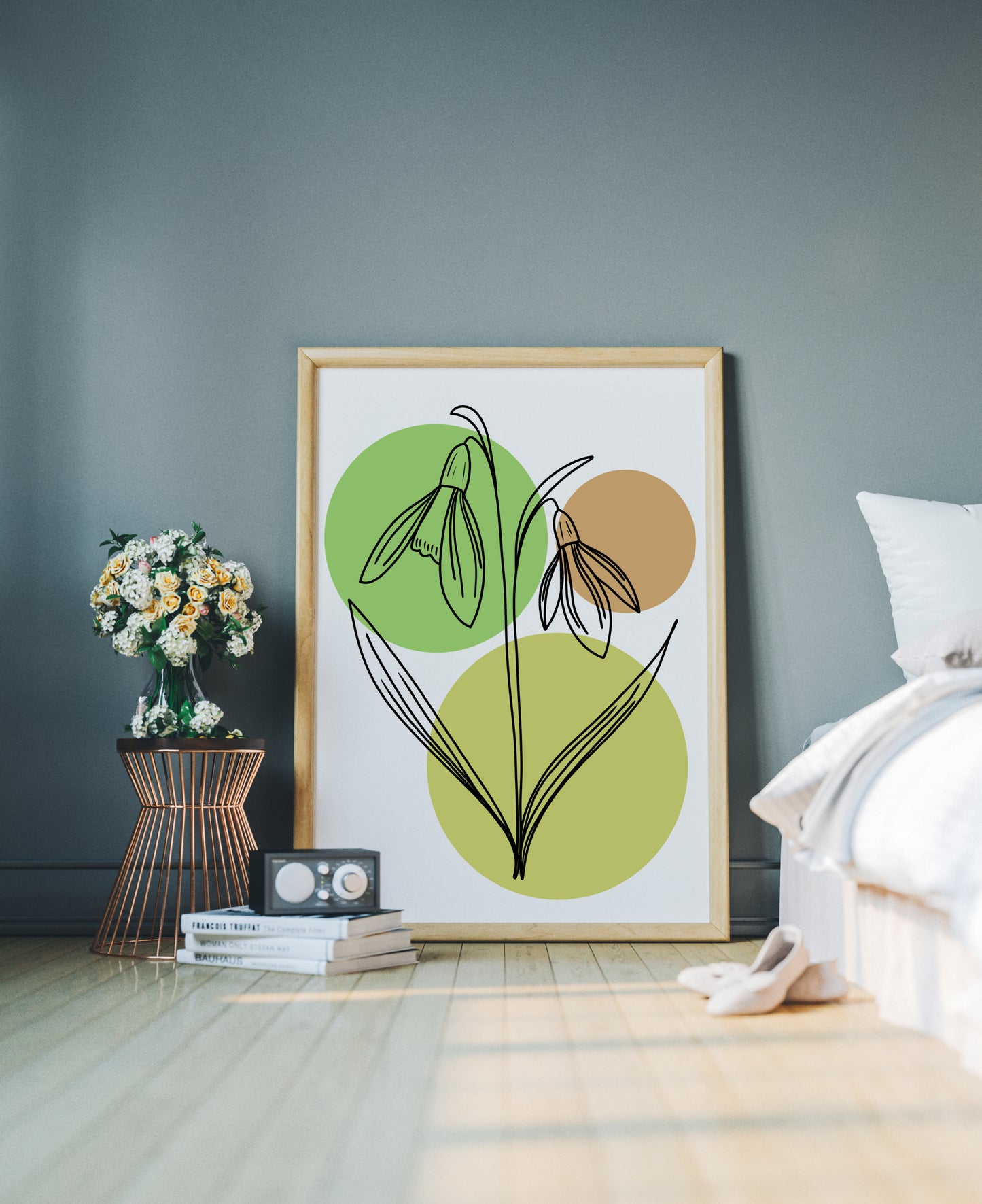 Snowdrops Line Art Print | Green Colors