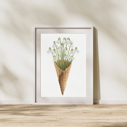Snowdrops Ice Cream Art Print