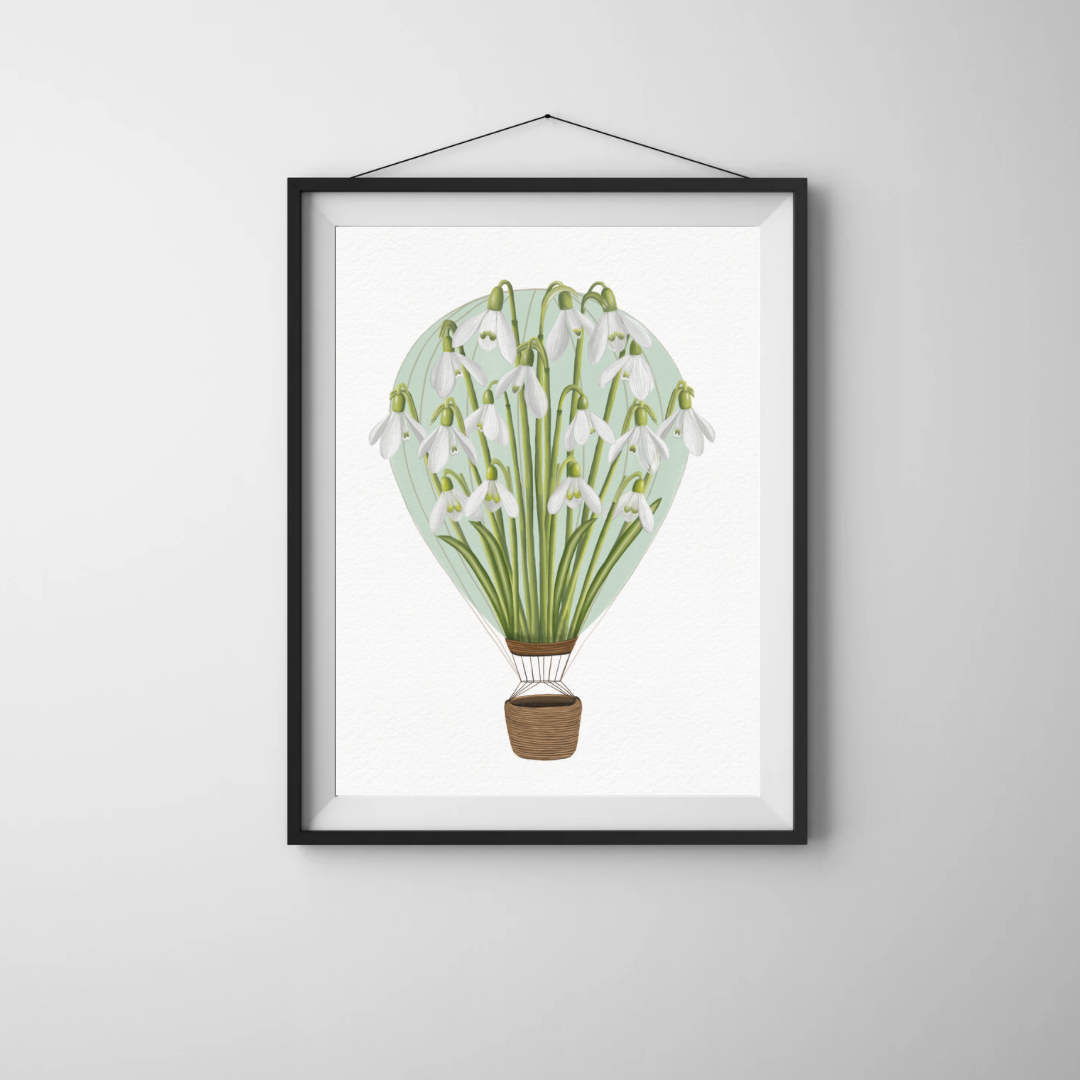 Snowdrop Air Balloon Art Print