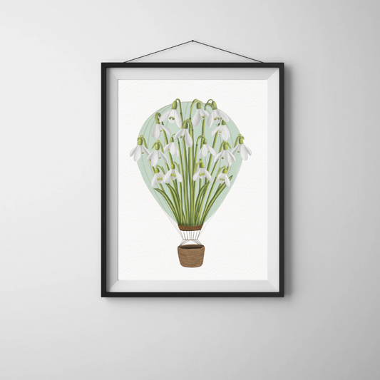 Snowdrop Air Balloon Art Print