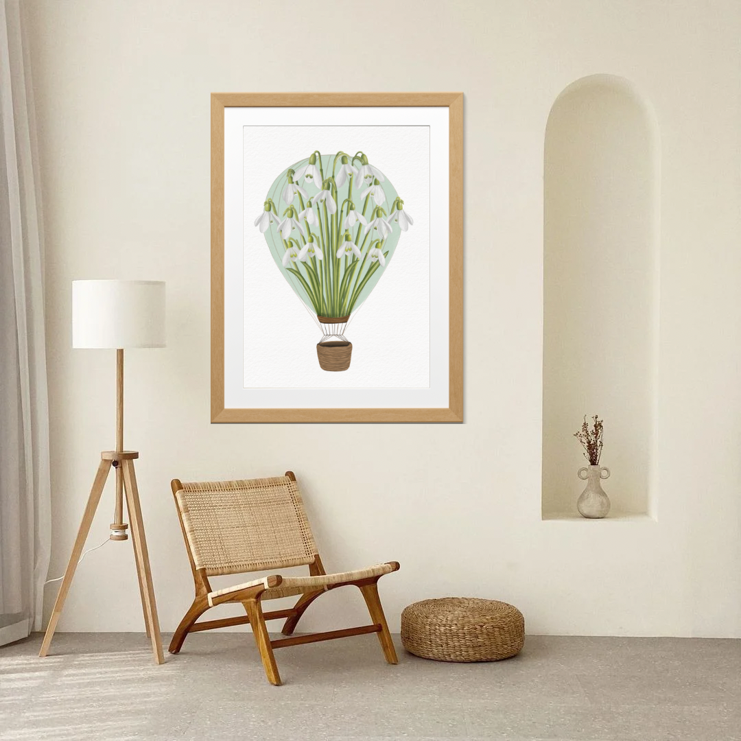 Snowdrop Air Balloon Art Print