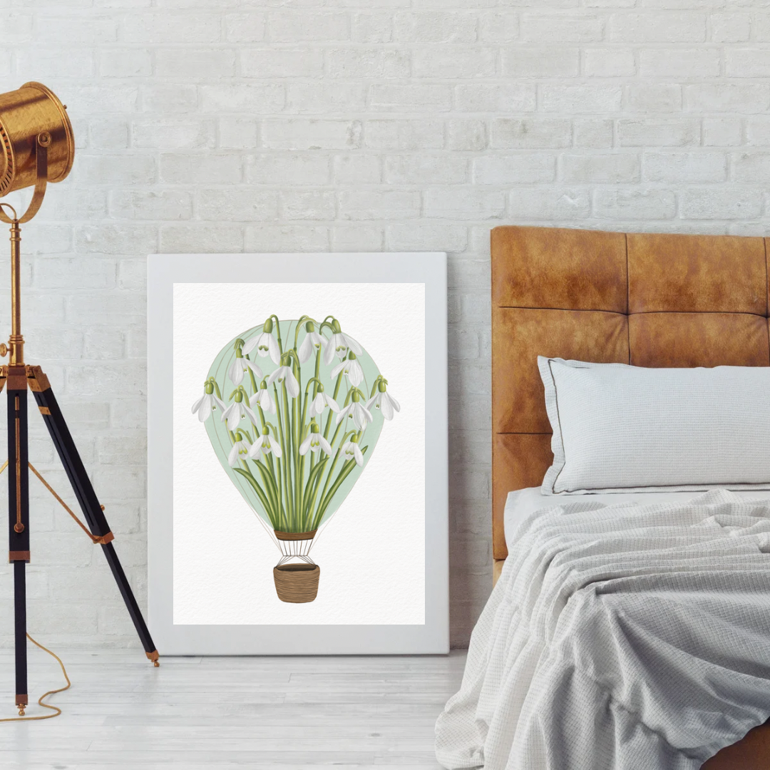Snowdrop Air Balloon Art Print