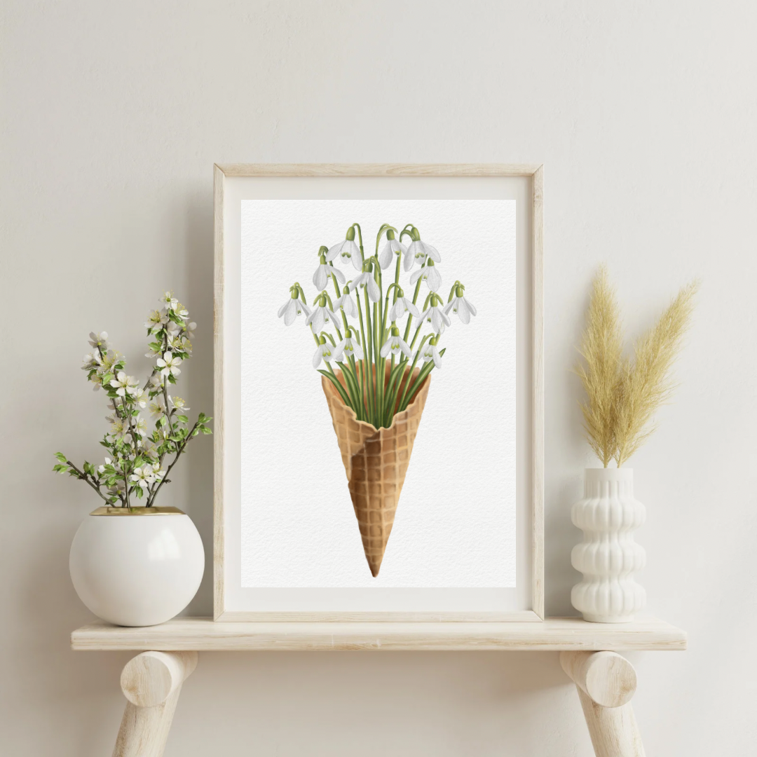 Snowdrops Ice Cream Art Print