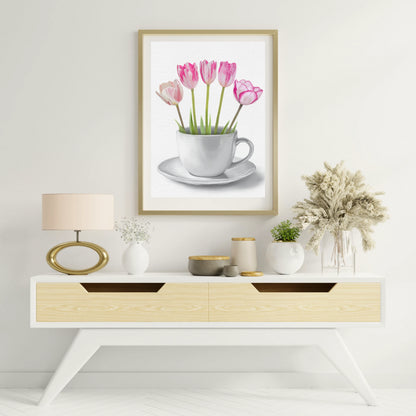 Tulips in a Cup Art Print